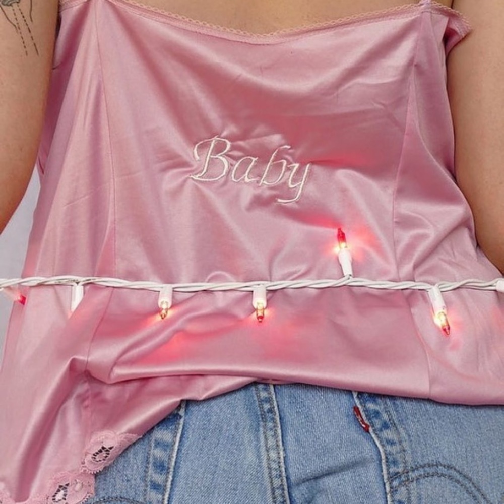 Pink Baby Silk Top with Pearls